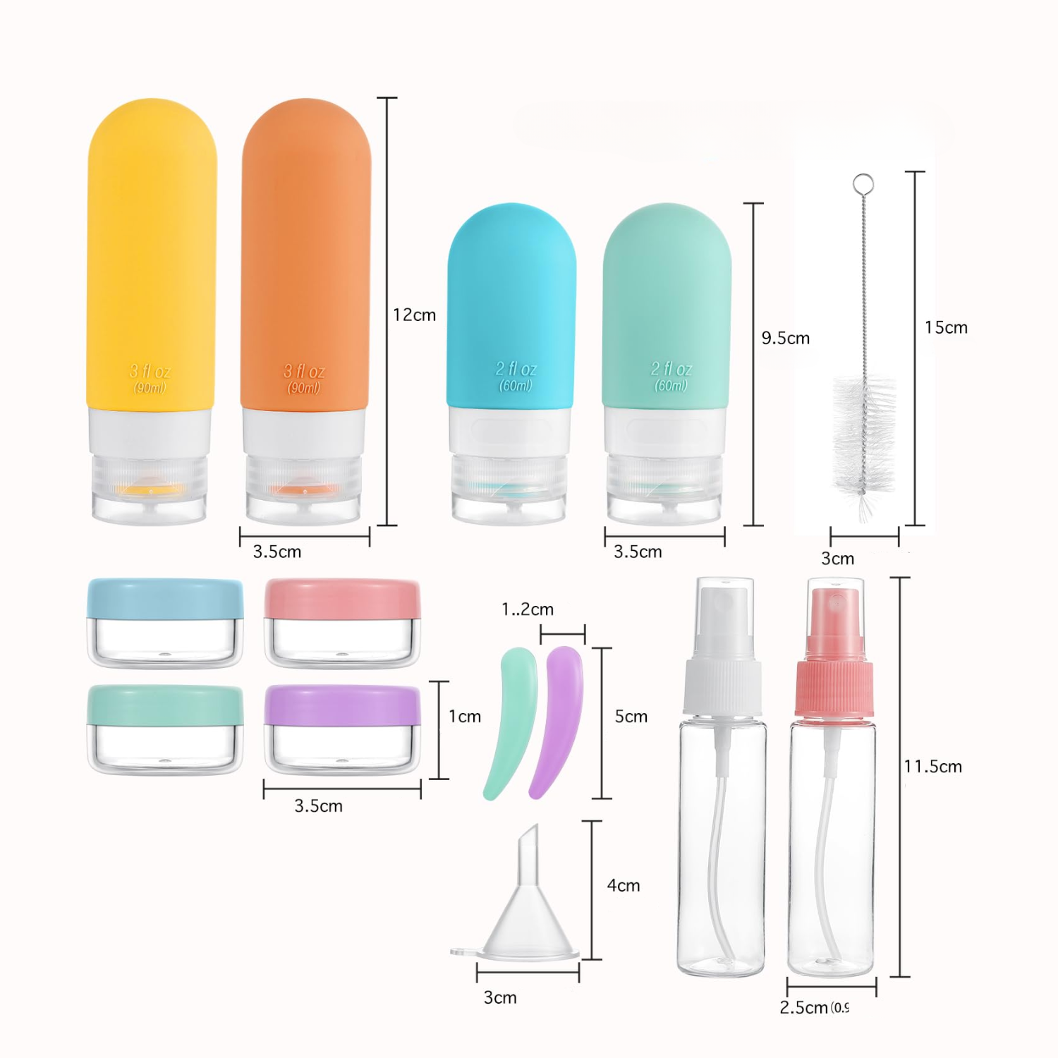 Set Botellas De Viaje Dispensadoras 10 Contenedores